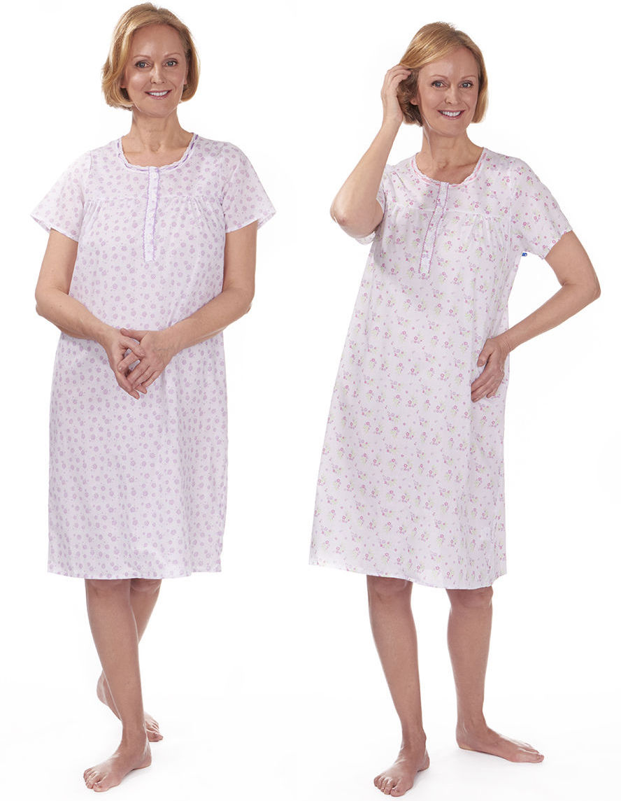 Wholesale 34B224 Ladies Poly Cotton Short Sleeve Nighties | Wholesaler